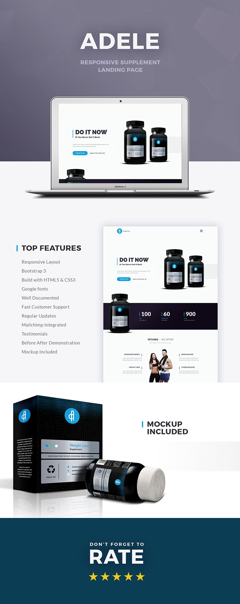 Adele Responsive Supplement HTML Landing Page - 1